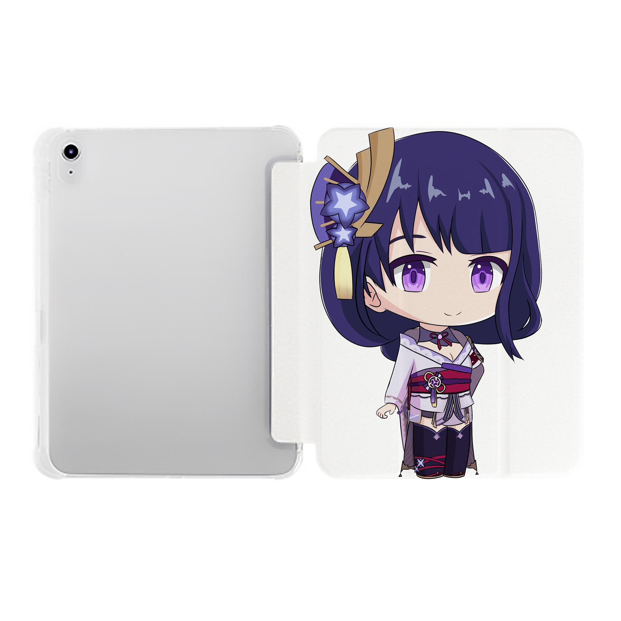 げんし神 雷電将軍 らいでんしょうぐん genshin Raiden Shogun IPad ケース ペン収納付き 三つ折りスタンド PUレザー×シリコン 対応機種9.5/10.5/10.9インチ